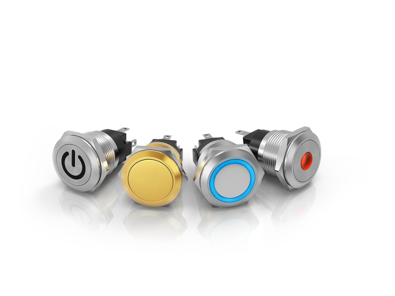 2 Gold-plated silver contacts make it possible to use pushbutton for low-level applications