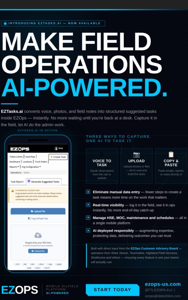 EZOps launches EZTasks.ai: AI-powered task creation comes to the oilfield