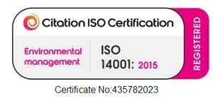 ISO 14001 2015 badge white Sustainability at Silverson Machines
