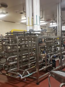 Part of the cooling system of a continuous system installed at a soup and sauce manufacturer Continuous processing more efficient than dealing with batches