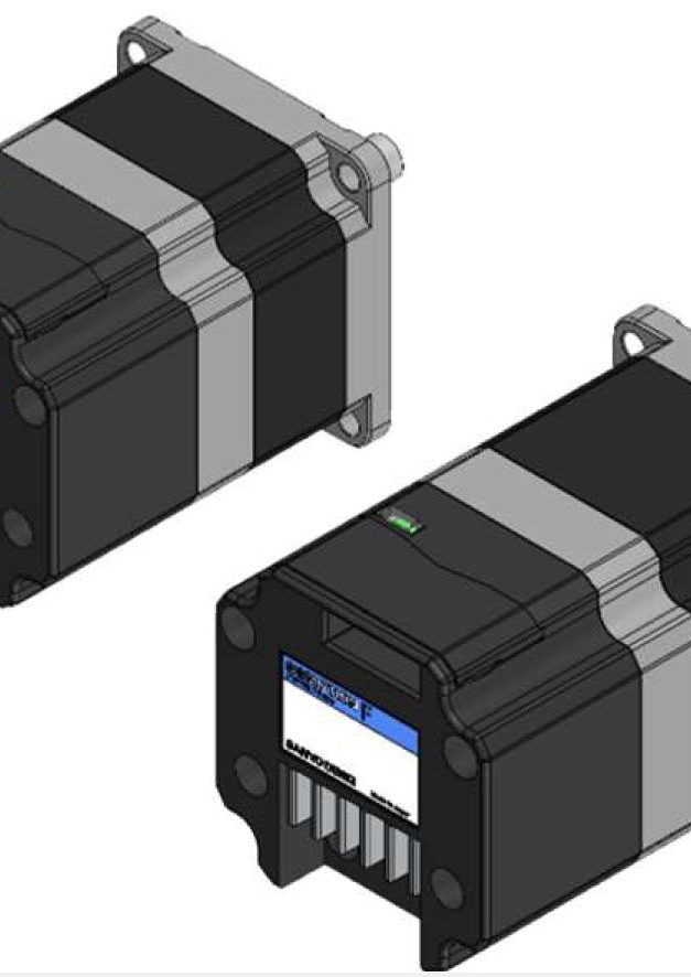 Compact 56 mm² stepper motors with integrated driver